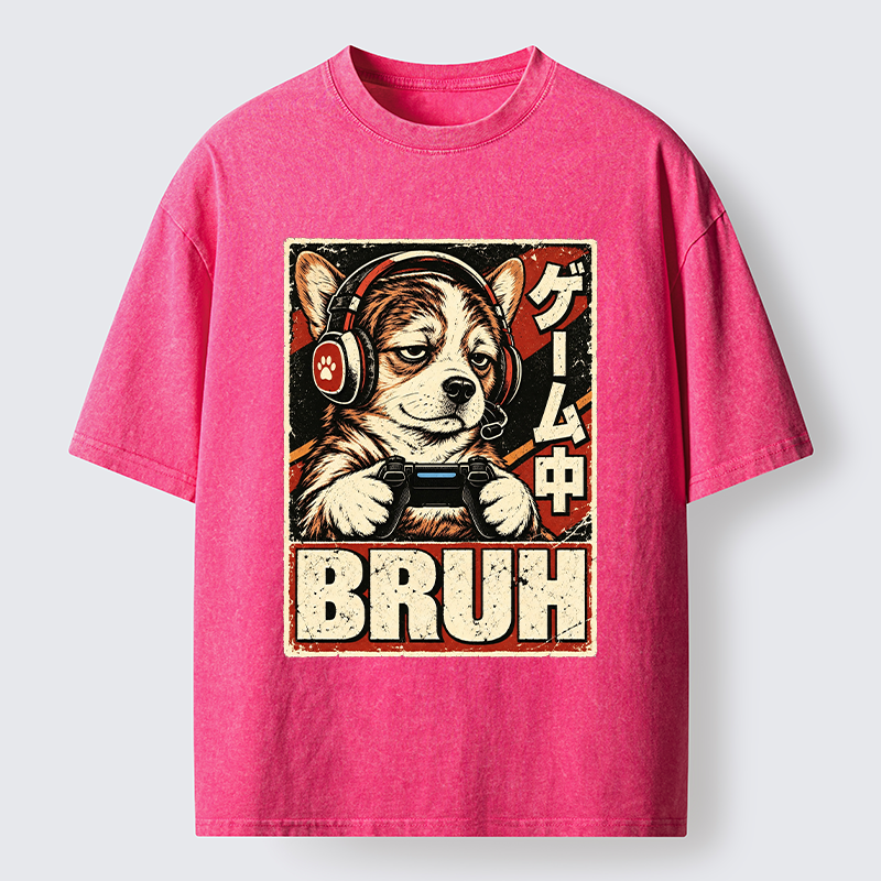Tokyo-Tiger Funny Gamer Dog Meme Washed T-Shirt