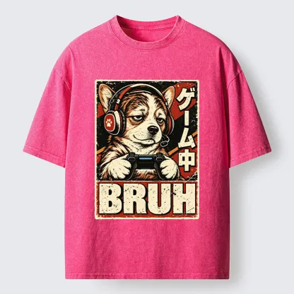 Tokyo-Tiger Funny Gamer Dog Meme Washed T-Shirt