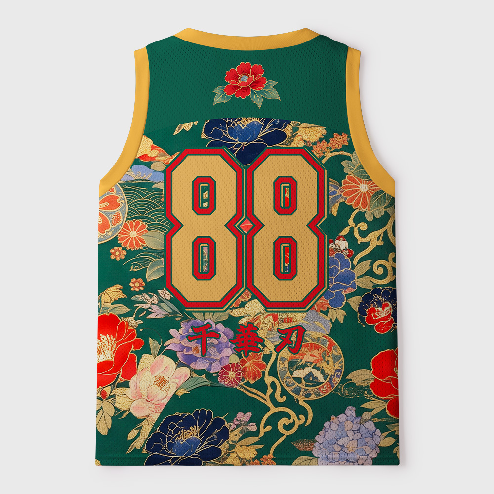 Tokyo-Tiger Peony Flower Japanese Sword Samurai Cat Mesh Tank Top