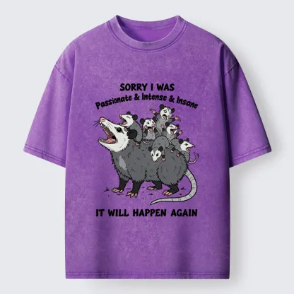 Tokyo-Tiger Crazy Opossum Crew Meme Washed T-Shirt