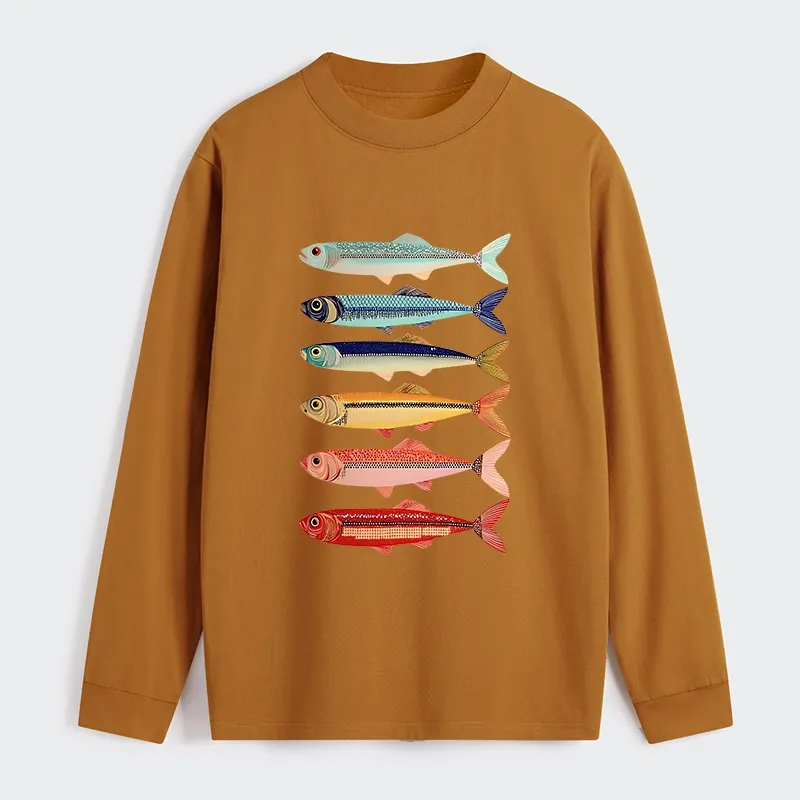 Tokyo‑Tiger Colorful Fish Stack Classic Long Sleeve T-Shirt