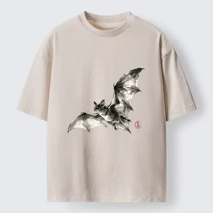 Tokyo‑Tiger Ink Style Bat Washed T‑Shirt