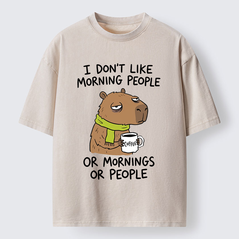 Tokyo-Tiger Funny Tired Morning Capybara Meme Washed T-Shirt