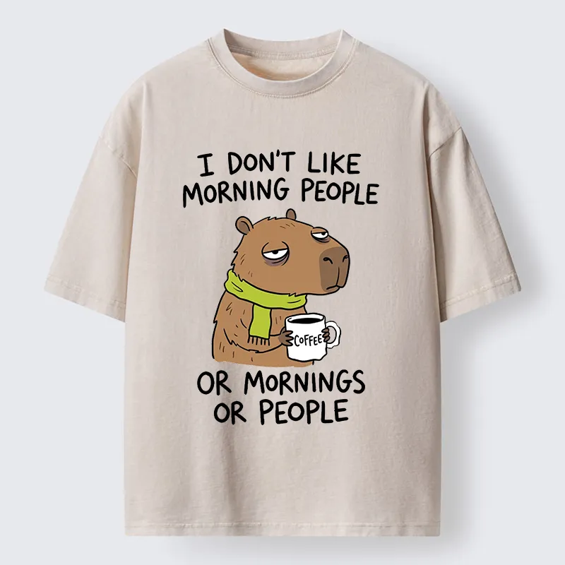 Tokyo-Tiger Funny Tired Morning Capybara Meme Washed T-Shirt