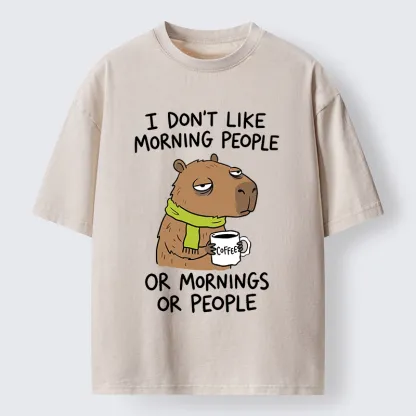 Tokyo-Tiger Funny Tired Morning Capybara Meme Washed T-Shirt