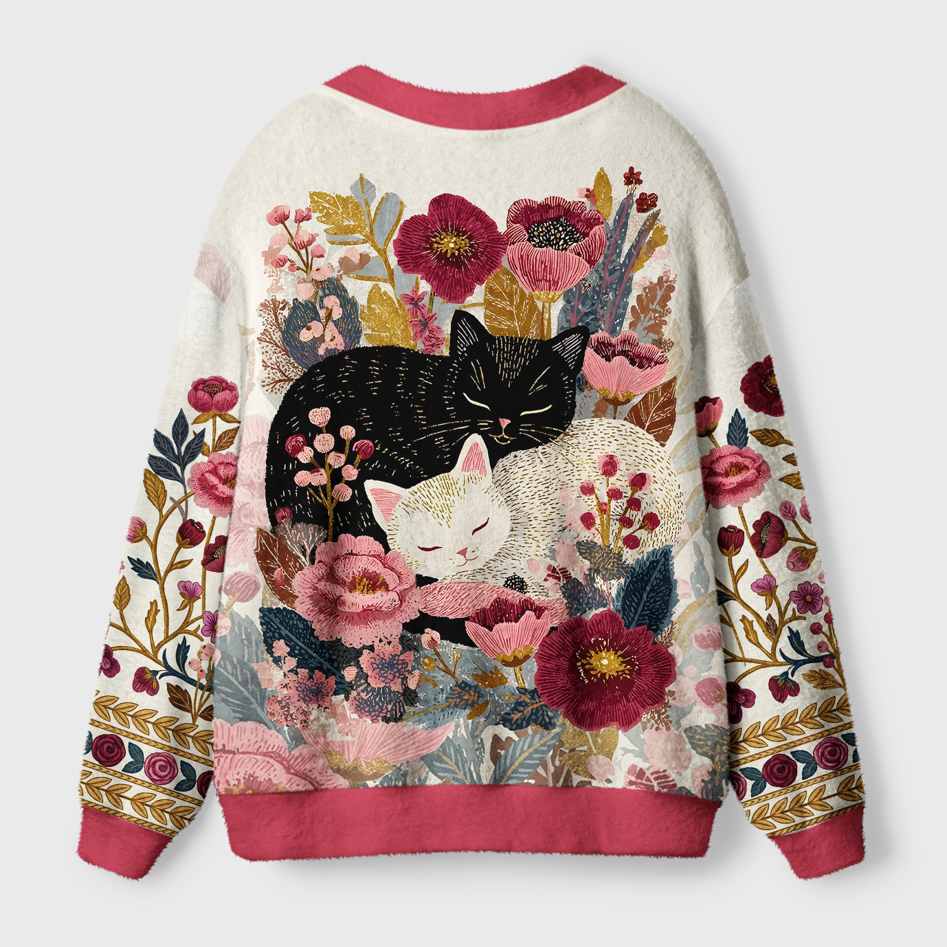 Tokyo-Tiger Botanical Dreamscape Cat Ugly Cardigan Sweater