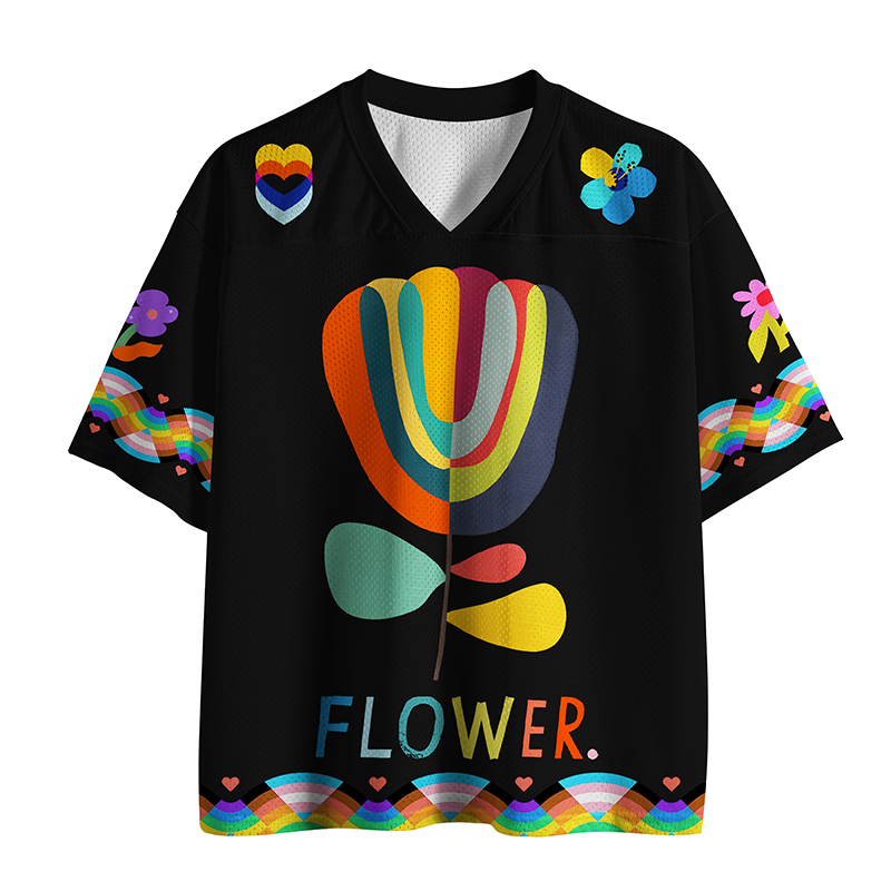 Tokyo-Tiger Colorful Minimalist Flower Mesh Jersey