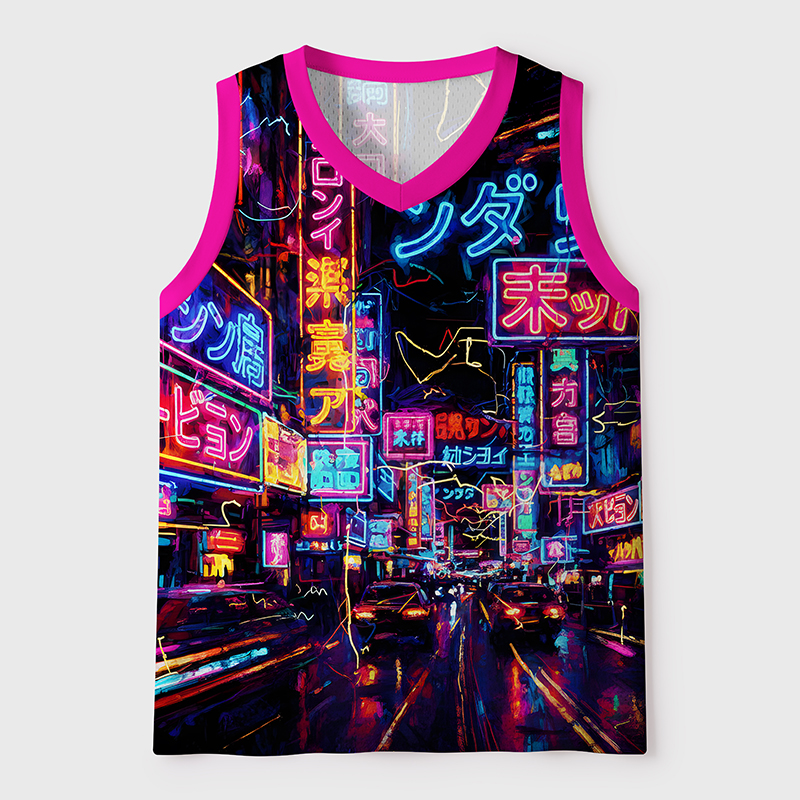 Tokyo-Tiger Neon Glow Of Tokyo Mesh Tank Top