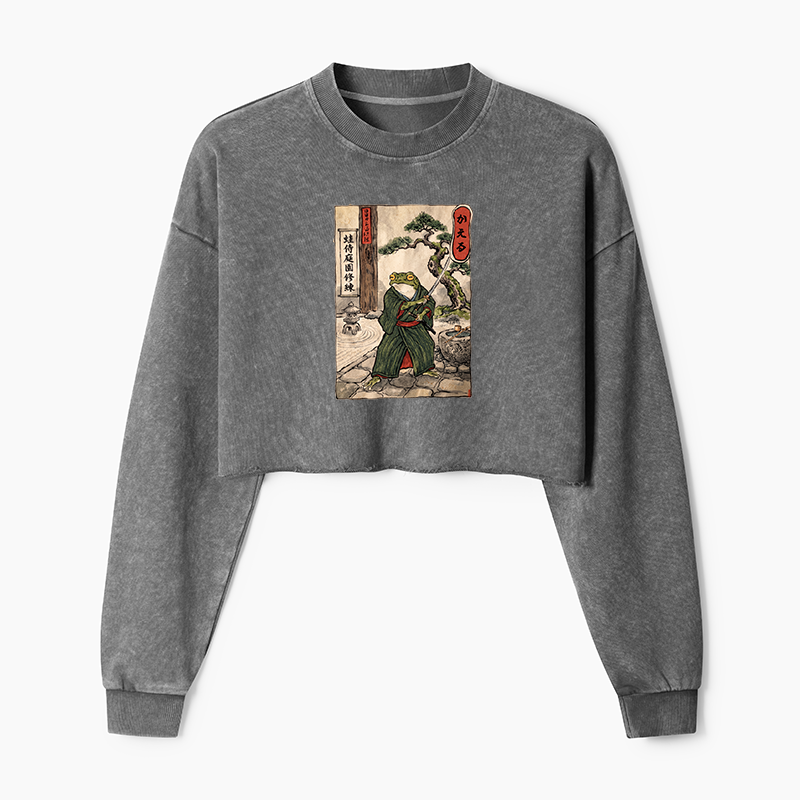 Tokyo-Tiger Samurai Frog Training Washed Crop Sweatshirt