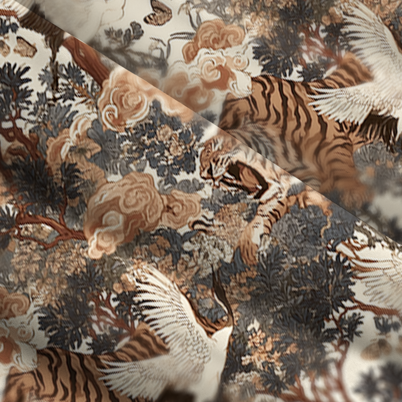 Tokyo-Tiger Oriental Majesty: Tiger & Crane Maxi Dress