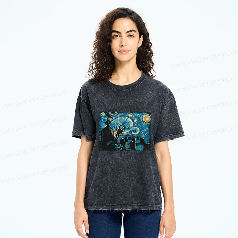 Tokyo-Tiger Halloween Under The Stars Washed T-Shirt