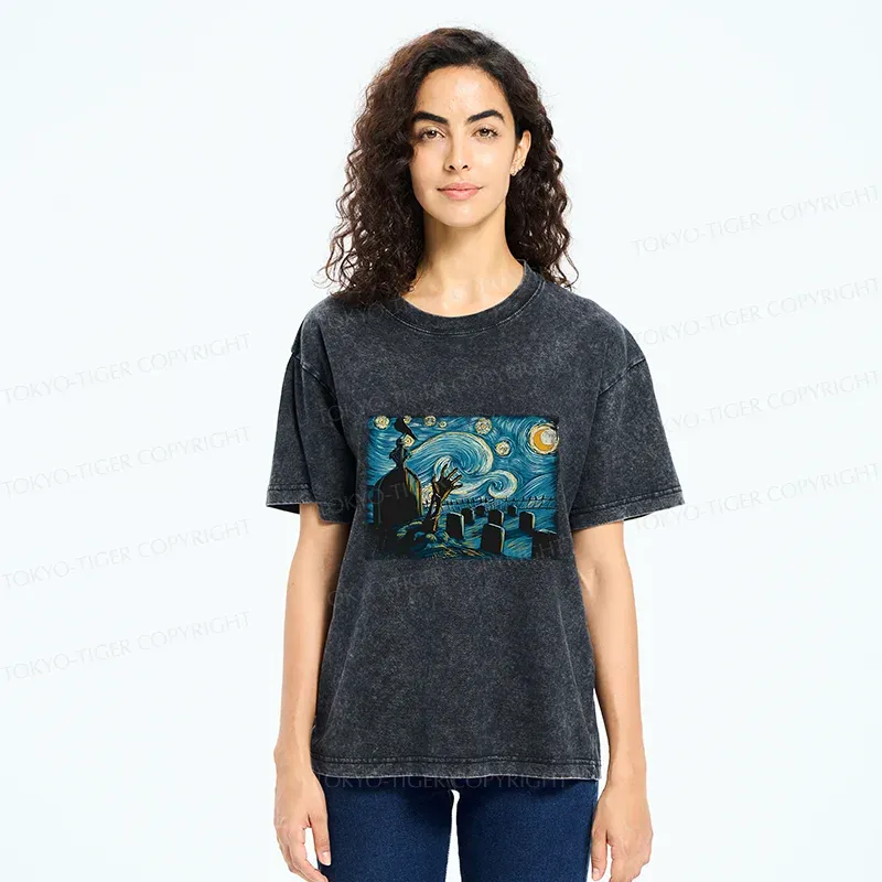 Tokyo-Tiger Halloween Under The Stars Washed T-Shirt