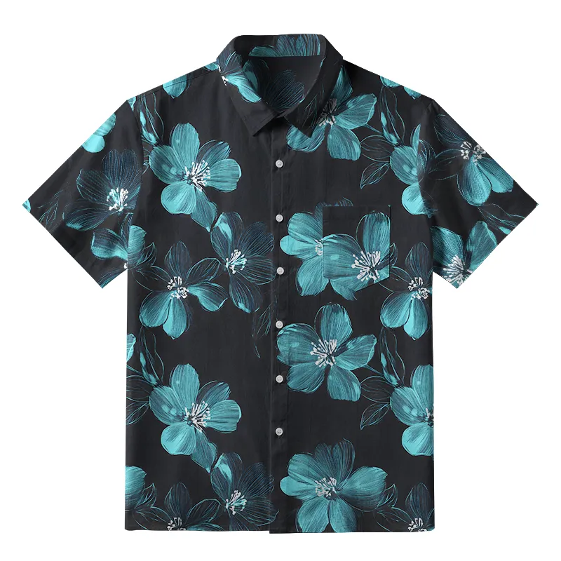 Tokyo-Tiger Teal Blossom Button-up Shirt