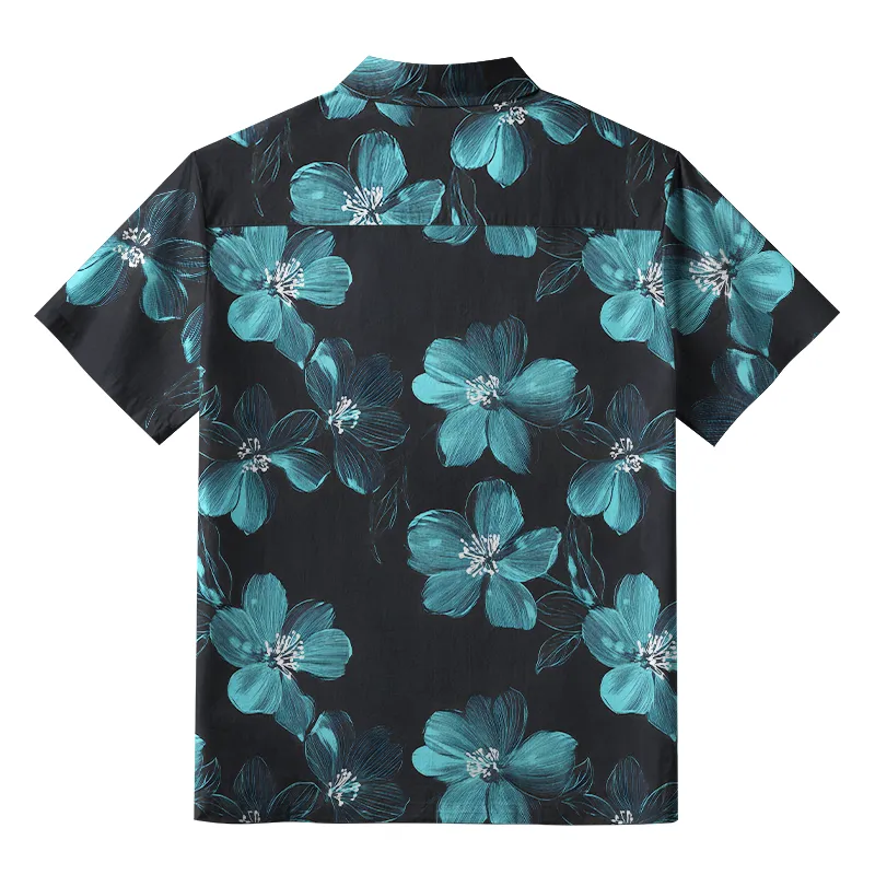 Tokyo-Tiger Teal Blossom Aloha Hawaiian Shirt