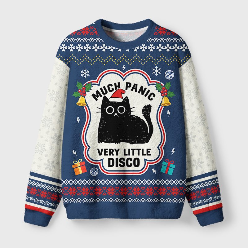 Tokyo-Tiger "Much Panic"Retro Fuzzy Christmas Ugly Sweatshirt