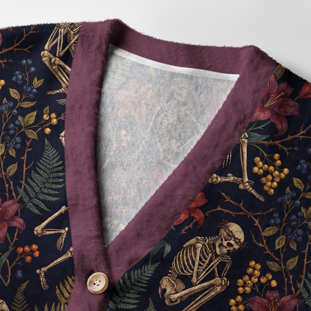 Tokyo-Tiger Life Blooms Among The Bones Ugly Cardigan Sweater