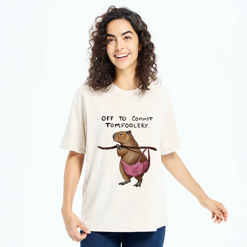 Tokyo-Tiger Capybaras That Do Bad Things Washed T-Shirt