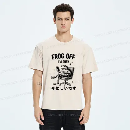 Tokyo-Tiger Busy Frog Funny Washed T-Shirt