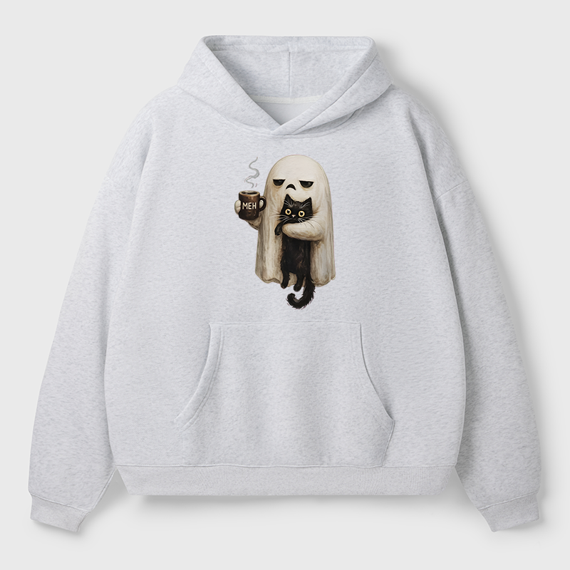 Tokyo-Tiger Ghost Cat Coffee Mood Adult Fleece Hoodie