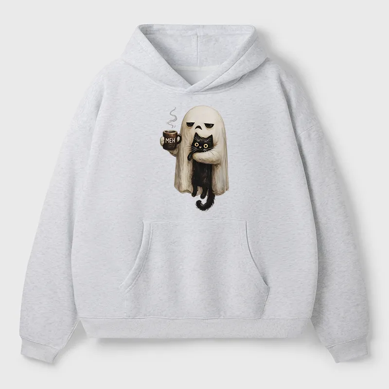 Tokyo-Tiger Ghost Cat Coffee Mood Adult Fleece Hoodie