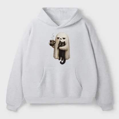 Tokyo-Tiger Ghost Cat Coffee Mood Adult Fleece Hoodie
