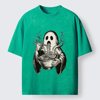 Tokyo‑Tiger Funny Ghost Ramen Washed T‑Shirt