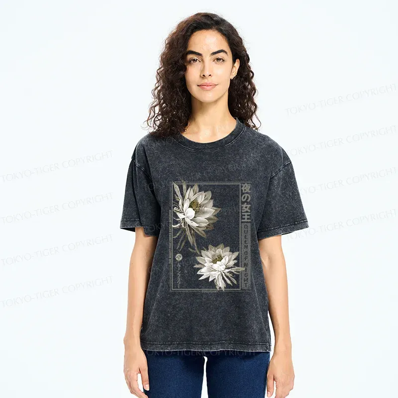 Tokyo-Tiger Japanese Epiphyllum Washed T-Shirt