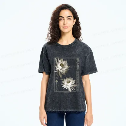 Tokyo-Tiger Japanese Epiphyllum Washed T-Shirt