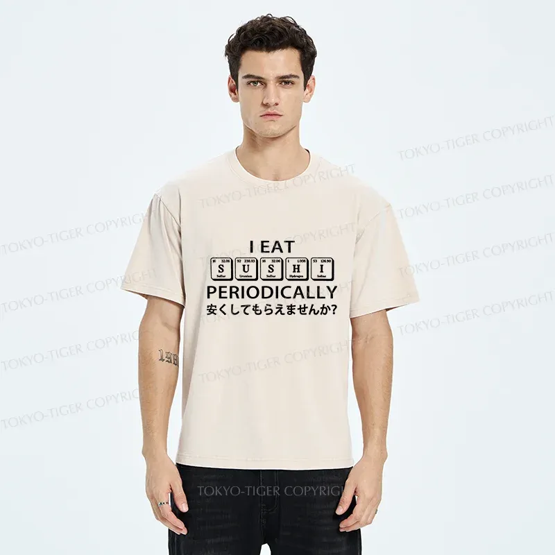 Tokyo-Tiger Regular Sushi Discounts Washed T-Shirt