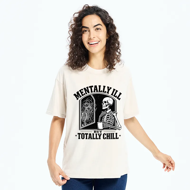 Tokyo‑Tiger Chill Crazy Skeleton Meme Washed T‑Shirt