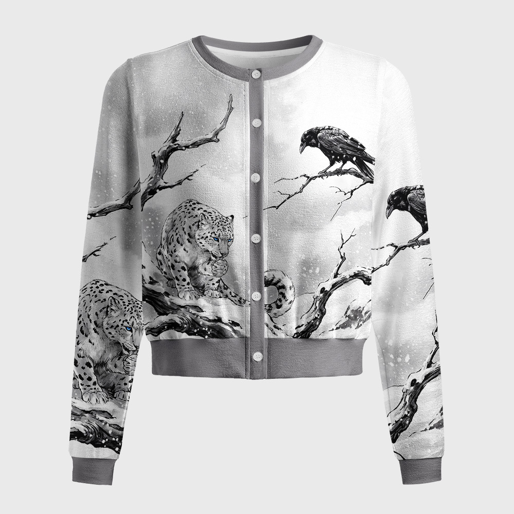 Tokyo-Tiger Snow Leopard Of Winter Grove Women's Lightweight Cardigan