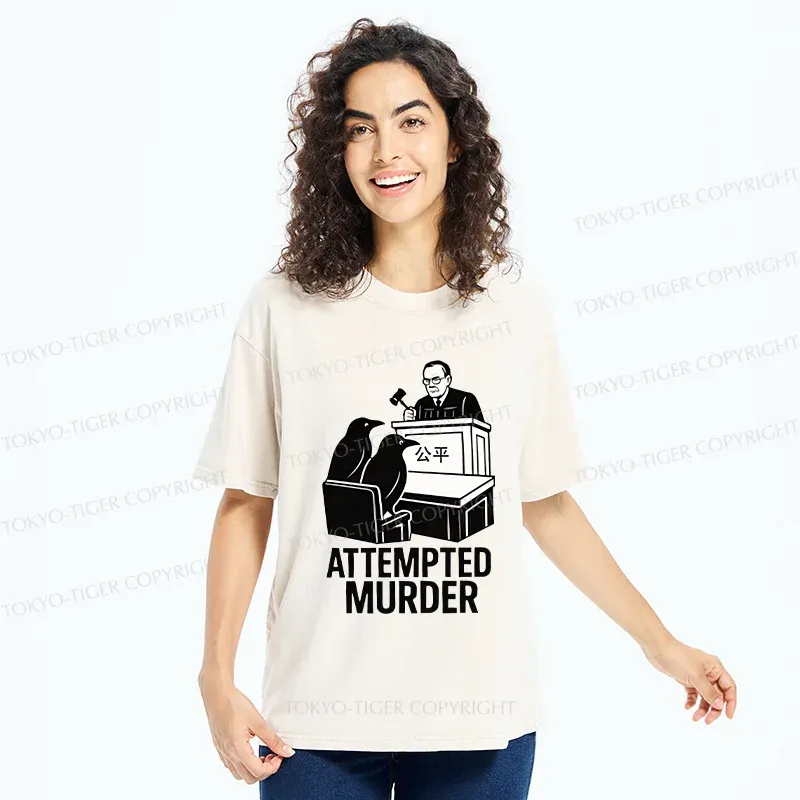 Tokyo-Tiger Attempted Murder Funny Washed T-Shirt
