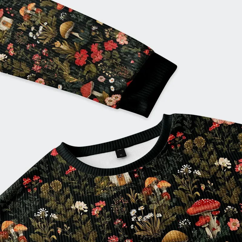 Tokyo-Tiger Enchanted Forest Mushroom Christmas Ugly Sweatshirt