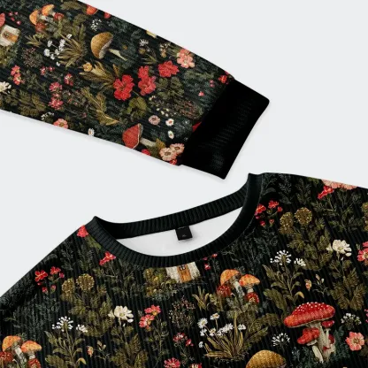 Tokyo-Tiger Enchanted Forest Mushroom Christmas Ugly Sweatshirt