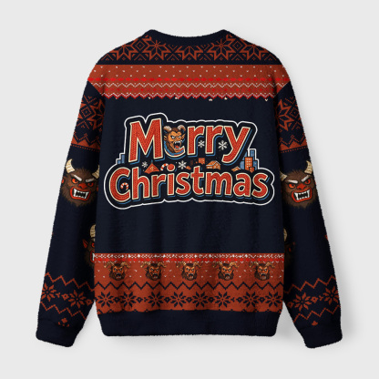 Tokyo-Tiger Christmas Destroyer Krampus Fuzzy Christmas Ugly Sweatshirt