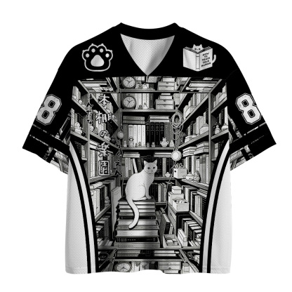 Tokyo-Tiger Cat Bookstore Mesh Jersey
