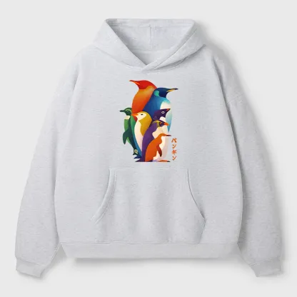 Tokyo-Tiger Cute Multi Tone Penguins Adult Fleece Hoodie