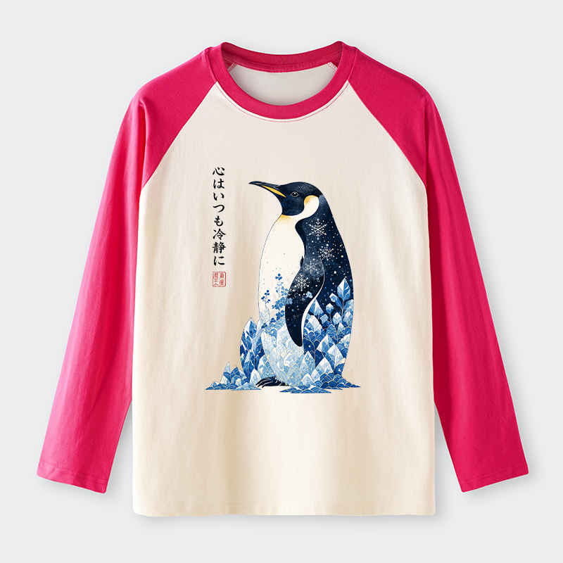 Tokyo-Tiger Keep Calm Penguin Raglan Long Sleeve T-shirt