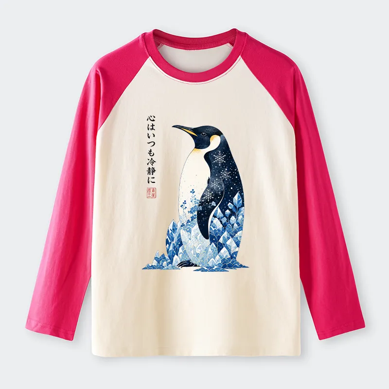 Tokyo-Tiger Keep Calm Penguin Raglan Long Sleeve T-shirt