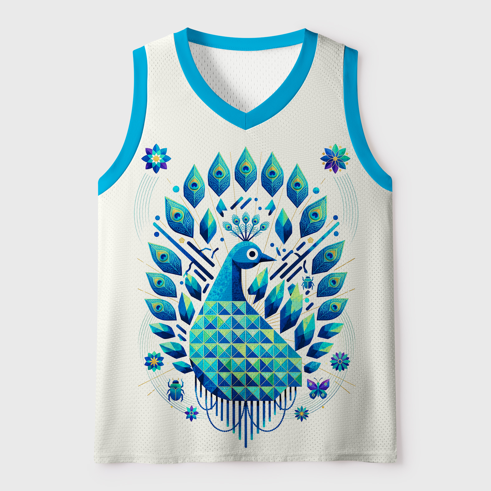Tokyo-Tiger Geometric Peacock Wants Attention Mesh Tank Top