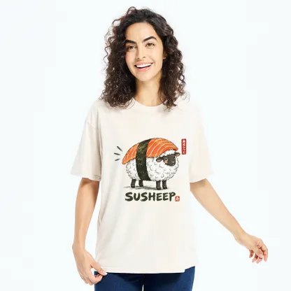 Tokyo-Tiger Cute Sushi Sheep Washed T-Shirt