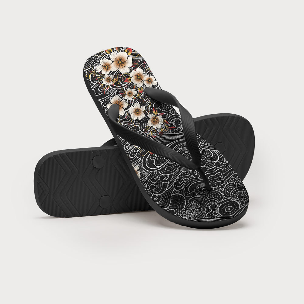 Tokyo-Tiger Floral Whirl Flip Flops