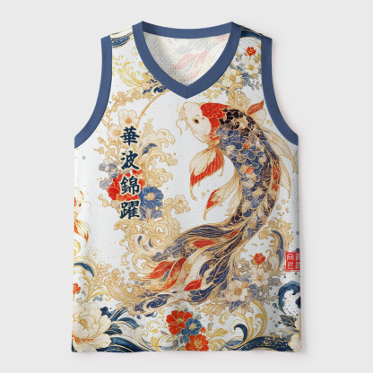 Tokyo-Tiger Golden Koi Peony Mesh Tank Top