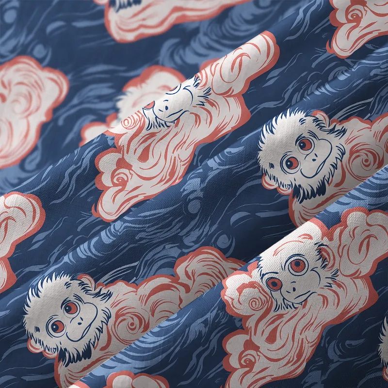 Tokyo-Tiger Mischievous Monkeys In Clouds Button-up Shirt