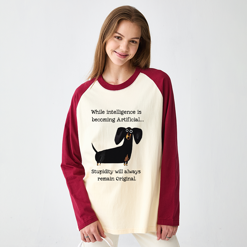 Tokyo-Tiger Dachshund Real Humor Funny Meme Raglan Long Sleeve T-shirt