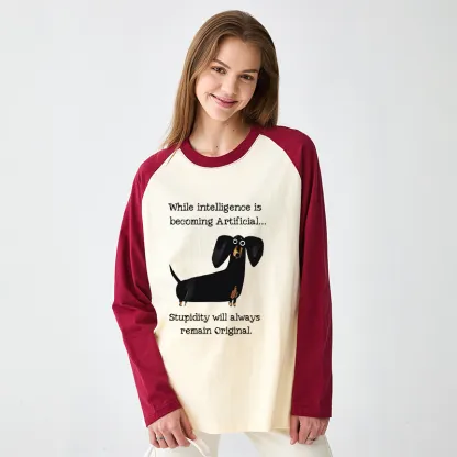 Tokyo-Tiger Dachshund Real Humor Funny Meme Raglan Long Sleeve T-shirt