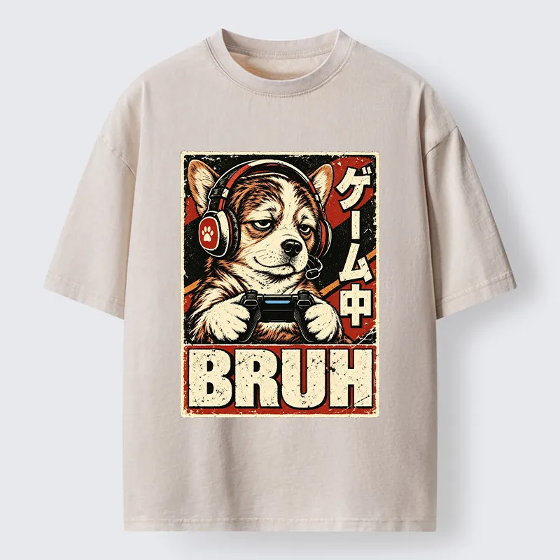 Tokyo-Tiger Funny Gamer Dog Meme Washed T-Shirt