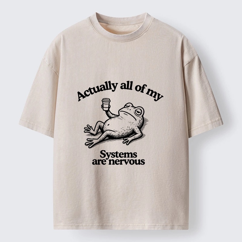 Tokyo-Tiger Nervous Frog Meme Washed T-Shirt