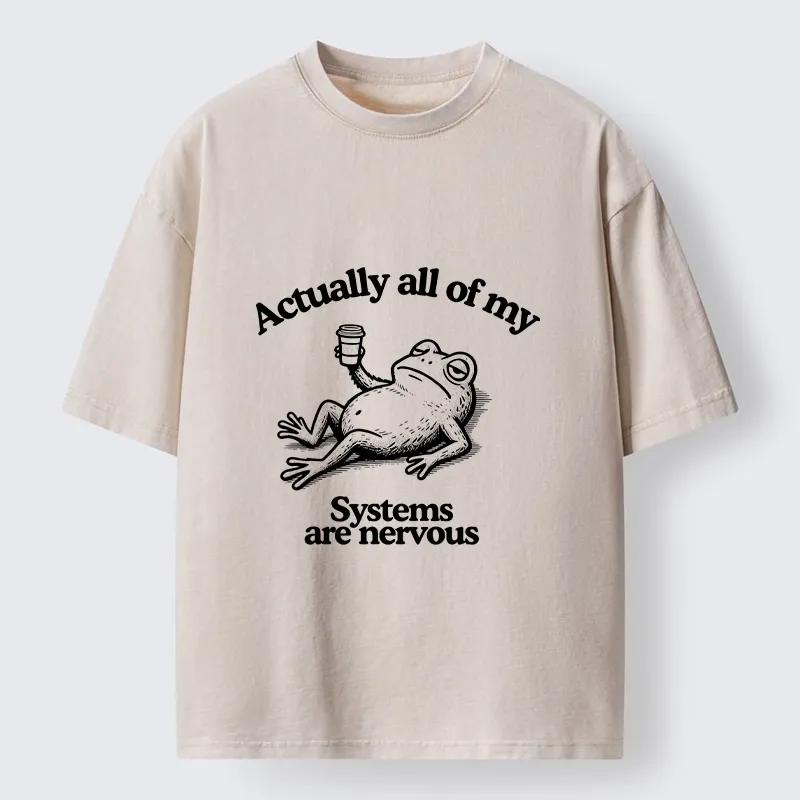 Tokyo-Tiger Nervous Frog Meme Washed T-Shirt