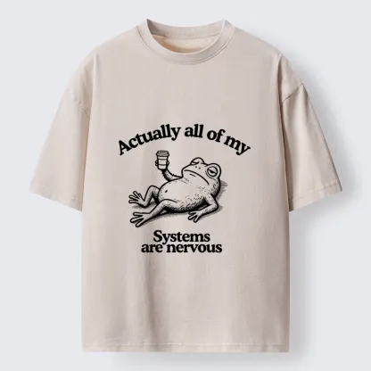 Tokyo-Tiger Nervous Frog Meme Washed T-Shirt